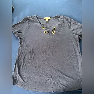 🔴Michael Kors Charcoal Lace-Up Short Sleeve Tee